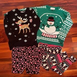 Holiday Sweater & Leggings - Candycane, Snowman, - sizes small - medium
